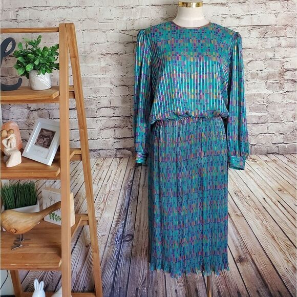 Vintage Geometric Design Midi Dress - Picture 1 of 7